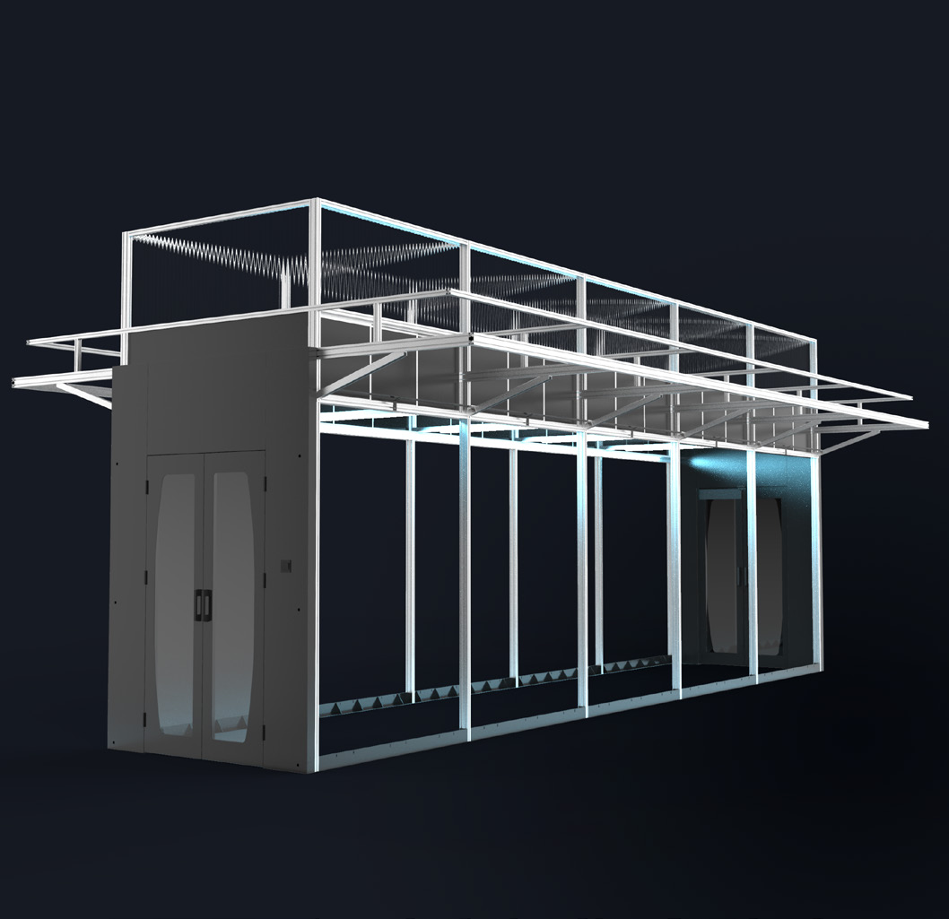 Floor-standing prefabricated Hot Aisle containment